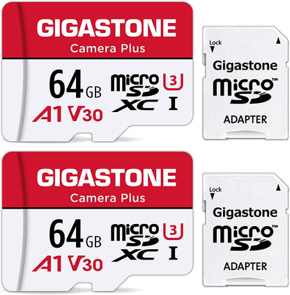 64GB Micro SD Card 2-Pack, Camera Plus, Microsdxc Memory Card for Wyze Cam, Security Camera, Smartphone, Fire Tablet, 4K Video Recording, UHS-I U3 A1 V30, 95Mb/S, with Adapte