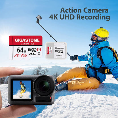 64GB Micro SD Card 2-Pack, Camera Plus, Microsdxc Memory Card for Wyze Cam, Security Camera, Smartphone, Fire Tablet, 4K Video Recording, UHS-I U3 A1 V30, 95Mb/S, with Adapte