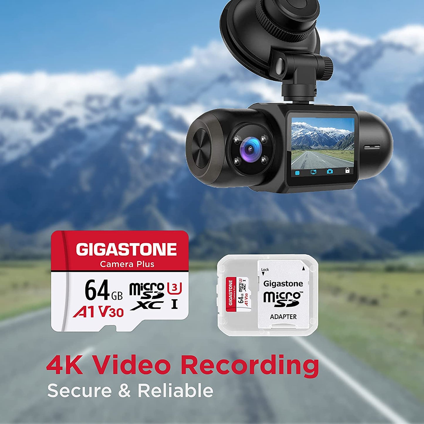 64GB Micro SD Card 2-Pack, Camera Plus, Microsdxc Memory Card for Wyze Cam, Security Camera, Smartphone, Fire Tablet, 4K Video Recording, UHS-I U3 A1 V30, 95Mb/S, with Adapte